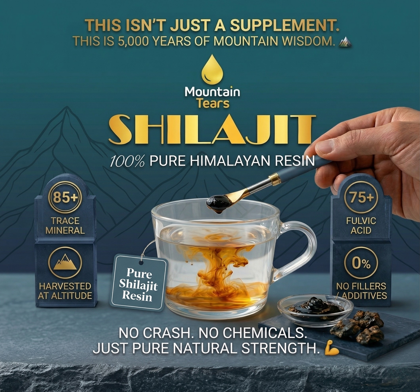 Better Alt Pure Himalayan Shilajit Resin Pack of 1 High Potency Gold Grade 75 Servings for Energy Boost & Immune Support, 85+ Trace Minerals, 75%+ Fulvic Acid, with Lab Test Report,400 mg