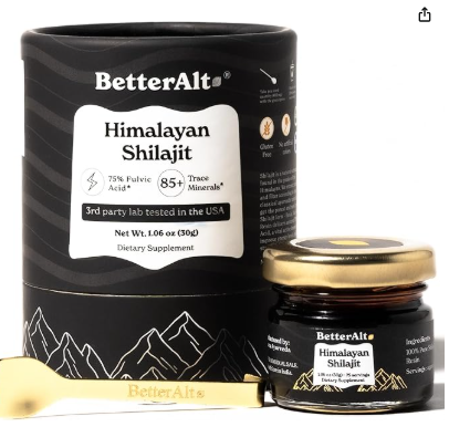Better Alt Pure Himalayan Shilajit Resin Pack of 1 High Potency Gold Grade 75 Servings for Energy Boost & Immune Support, 85+ Trace Minerals, 75%+ Fulvic Acid, with Lab Test Report,400 mg
