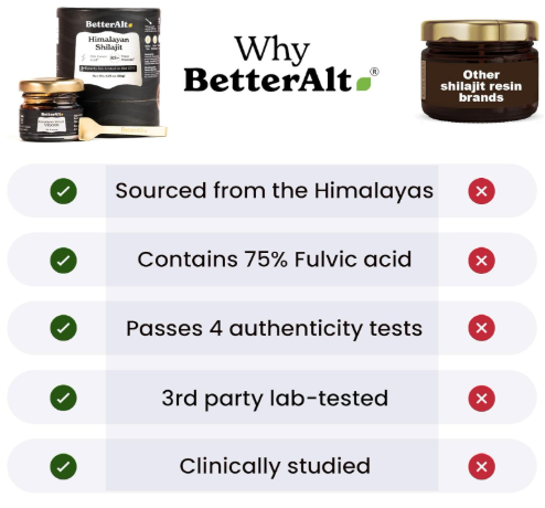 Better Alt Pure Himalayan Shilajit Resin Pack of 1 High Potency Gold Grade 75 Servings for Energy Boost & Immune Support, 85+ Trace Minerals, 75%+ Fulvic Acid, with Lab Test Report,400 mg